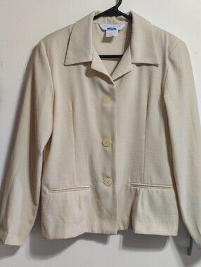 Ship 'n Shore Cream Button-Front Women's Blazer Jacket
